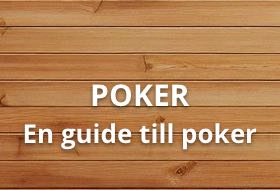 En träskult med texten Poker och "En guide till poker"